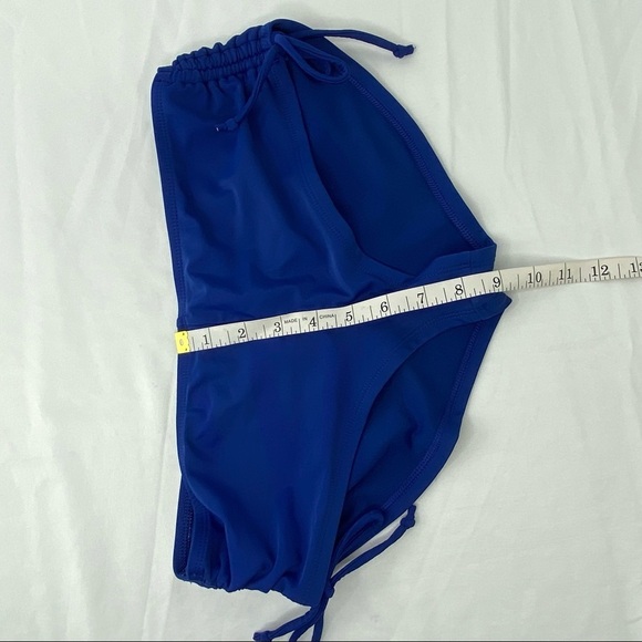 Arizona blue daisy print strapless tankini with side tie bottoms, M - Picture 12 of 15